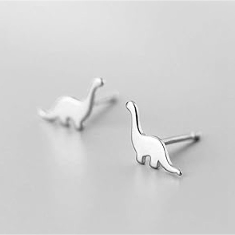 NEW Tiny Dinosaur stud Earrings Stainless Steel Silver color - Boutique